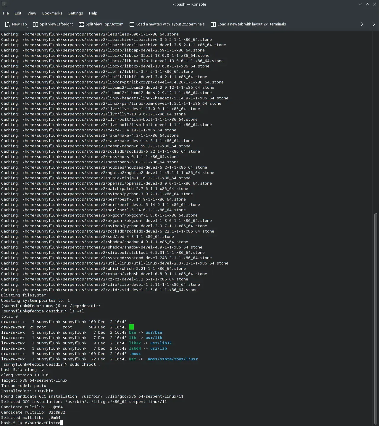 The first install from the bootstrap