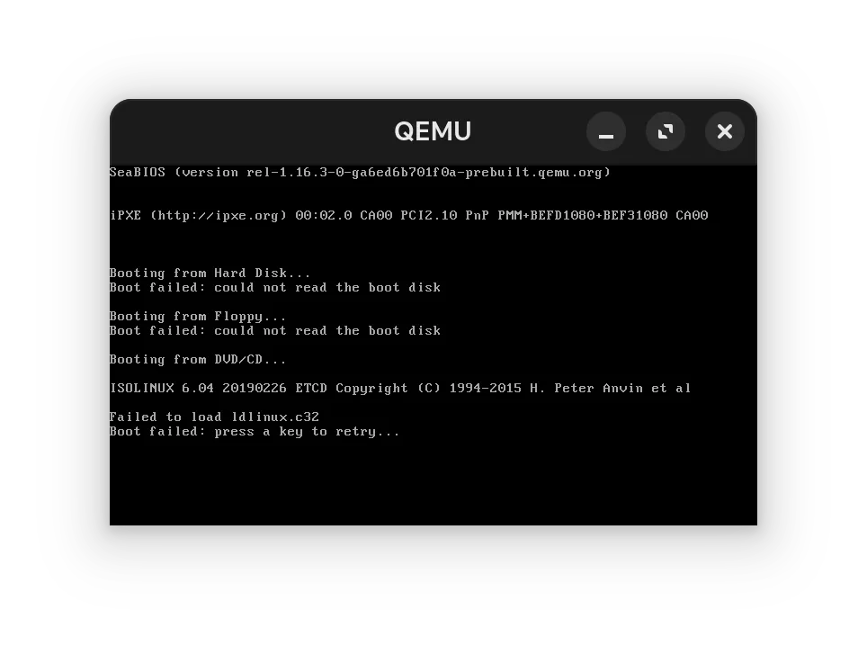 Invalid VM configuration