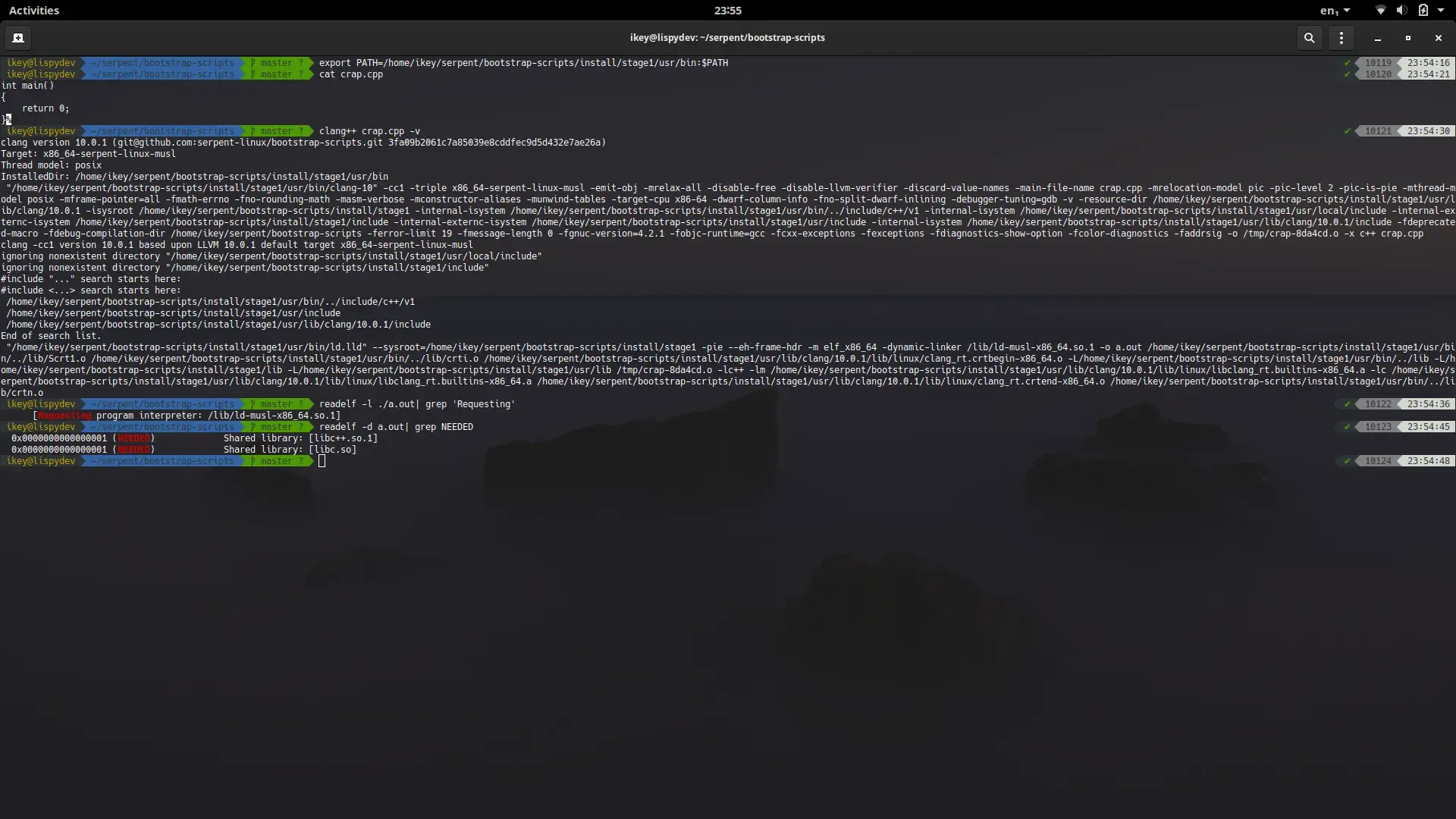 Validating stage1 cross-compiler